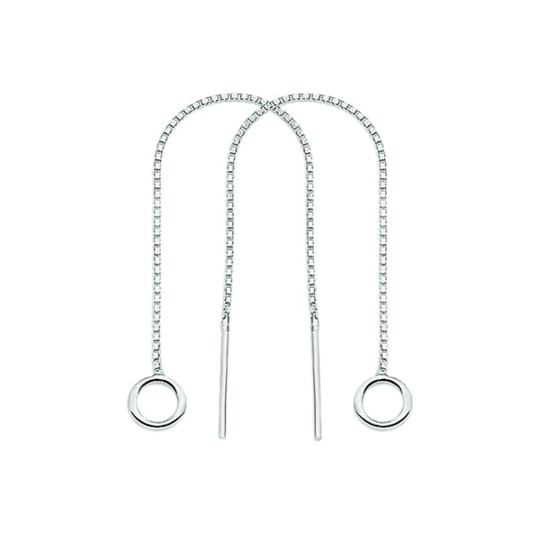 Doortrekoorbellen met Rondje van 925 Zilver - Hoogte 100mm