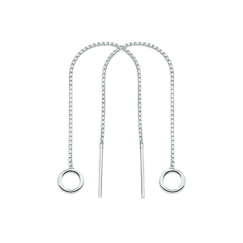Doortrekoorbellen met Rondje van 925 Zilver - Hoogte 100mm