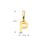 Letter P - Hanger van 14 Karaat Geelgoud - 3.5 x 9.5 mm