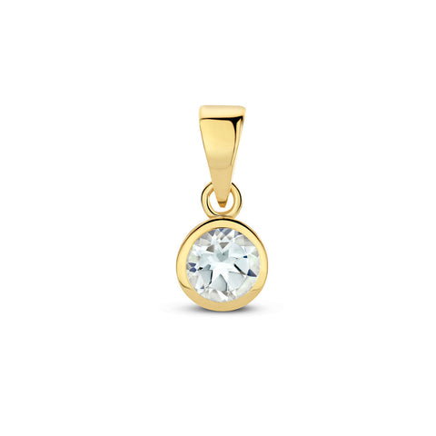 Hanger met Geboortesteen April | Wit Topaas met 14 Karaat Geelgoud - Formaat 5 x 11 mm