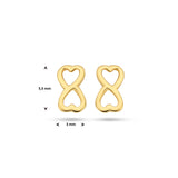 Oorknoppen Infinity in Hartvorm van 14 Karaat Geelgoud - Formaat 5.5x3mm