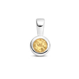 Geboortesteenhanger November - Citrien met Gerhodineerd Zilver - Formaat 5.5 x 11mm