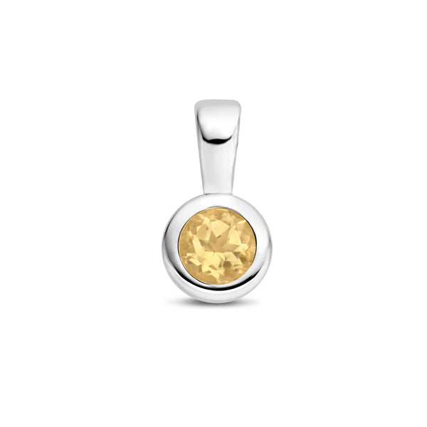 Geboortesteenhanger November - Citrien met Gerhodineerd Zilver - Formaat 5.5 x 11mm