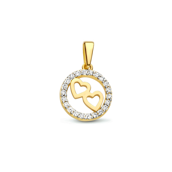 Ronde hanger 11 mm met Zirkonia van 14 Karaat Geelgoud