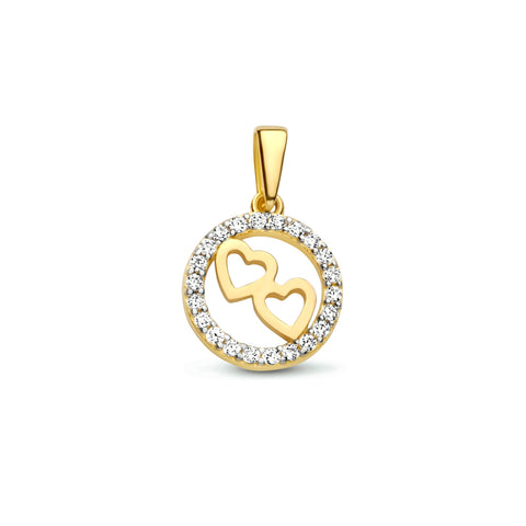 Ronde hanger 11 mm met Zirkonia van 14 Karaat Geelgoud
