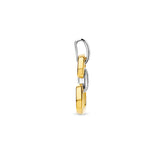 14 Karaat Bicolor - Geel- en Witgouden Hanger Twee Schakels met  Hanger Schakelmotief met Diamant 0.13ct - Formaat 12x29mm
