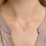 Witgouden collier lengte 39.5cm+2.5 - Anker 0.7 mm - Diamant 0.05ct - 14Krt. Goud