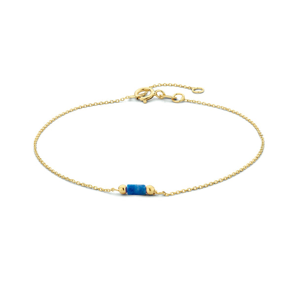 Damesarmband van 14 Karaat Geelgoud met Lapis 0.043ct - Lengte 16+2cm