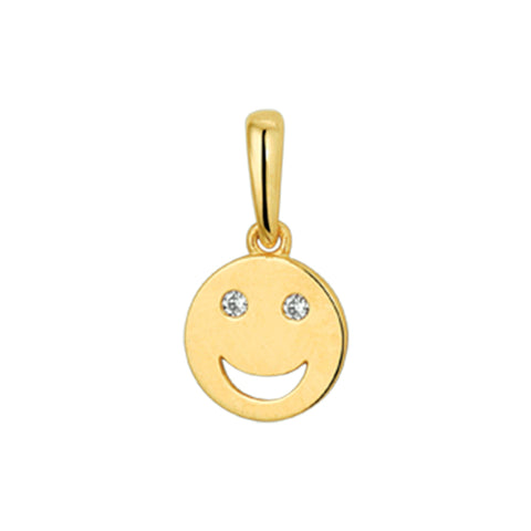 Hanger Smiley Zirkonia Goud (Geelgoud)