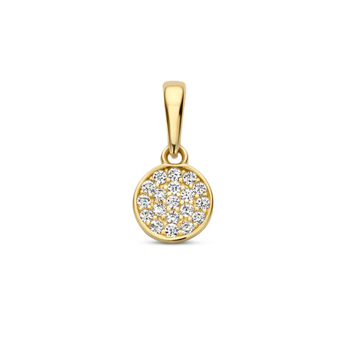 Ronde Hanger met Zirkonia van 14 Karaat Geelgoud - Diameter 6.5mm