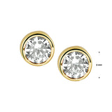 Ronde Oorknoppen met Zirkonia 6mm, 14 Karaat Geelgoud