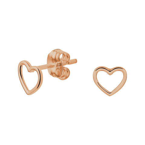 Oorknoppen Hartvorm van 14 Karaat Roségoud - Formaat 5.5x5mm