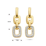 Oorhangers Schakelmotief met Diamant 0.13ct (2x 0.065ct) 14 Karaat Geelgoud - Formaat 7x23mm