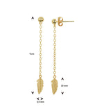 14 Karaat Geelgouden Oorhangers Veer - Hoogte 40mm en Breedte 3.5mm