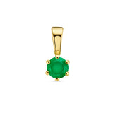 Hanger met Groen Agaat 0.19ct 14 Karaat Geelgoud, formaat 4 x 9.5 mm