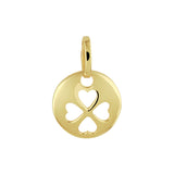 Hanger Rond Met Klavertje Goud (Geelgoud)