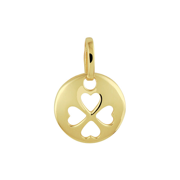 Hanger Rond Met Klavertje Goud (Geelgoud)