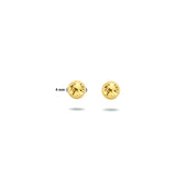 Oorknoppen Bol van 14 Karaat Gediamanteerd Geelgoud - Diameter 4mm