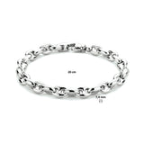 Damesarmband 7.4mm van Gerhodineerd Zilver, Koffieboon Schakel - Lengte 20cm