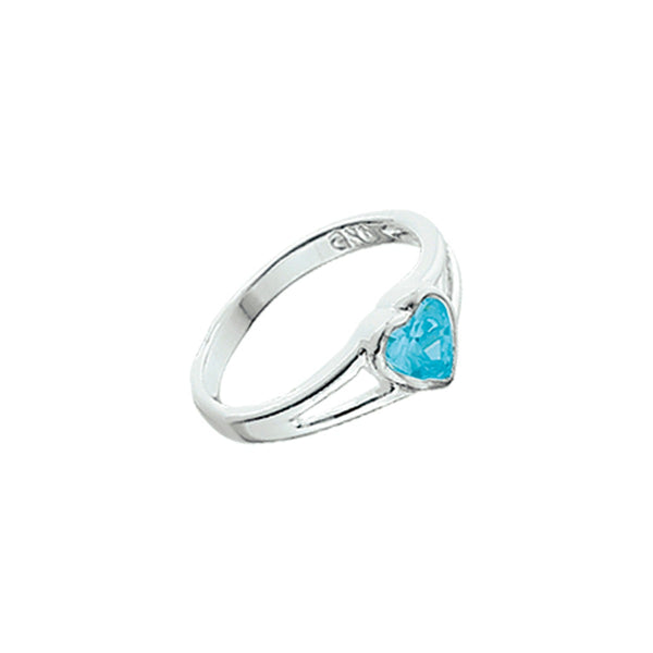 Ring Hart Blauw Zirkonia Zilver Wit