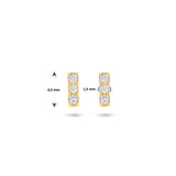 14 Karaat Geelgouden Oorknoppen met Zirkonia - Formaat 1.5x4.5mm