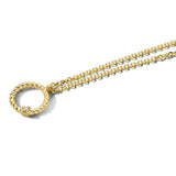 Damescollier van 14 Karaat Geelgoud, Ronde hanger met Diamant 0.01ct G Si - Lengte 41+4cm