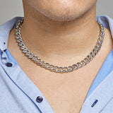 Herencollier van Edelstaal,  Gourmet schakel 11.5mm - Lengte 50cm