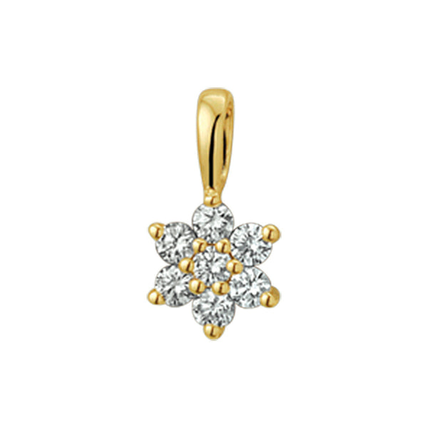 Stervormige hanger gevuld met Diamant 0.14ct - 14 Karaat Geelgoud