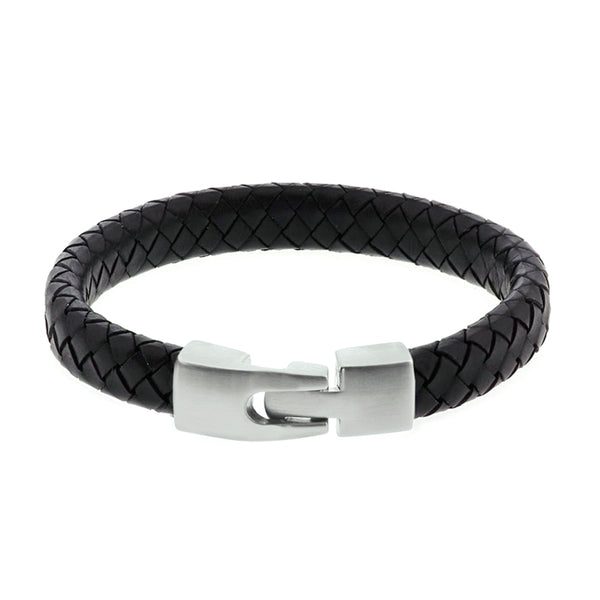 Herenarmband 11mm van Edelstaal en Leder - Lengte 21.5cm