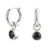 Klapoorringen van Gerhodineerd Zilver met Zwart Zirkonia - Diameter 15mm en Dikte 2.8mm