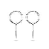 Gerhodineerd Zilveren Oorhangers met Twee Cirkels - Hoogte 22mm