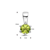 Geboortesteenhanger Augustus | Peridot | Gerhodineerd zilver | Formaat 5 x 10mm
