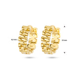 14 Karaat Geelgouden Klapoorringen Schakelmotief - Diameter 15mm en Breedte 4.5mm