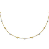 Bicolor collier lengte 40cm+4 - Gediamanteerde bolletjes - 14Krt. Gouden - Geelgoud en Witgoud