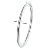 Damesarmband 4mm, Bangle van Gerhodineerd Zilver, Ronde buis met scharnier - Diameter 60mm