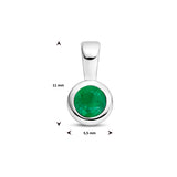 Hanger met Geboortesteen Mei | Smaragd met Gerhodineerd Zilver - Formaat 5.5 x 11mm