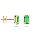 Oorknoppen van 14 Karaat Geelgoud met Groen Agaat 1.02 ct (2 x 0.51 ct).
