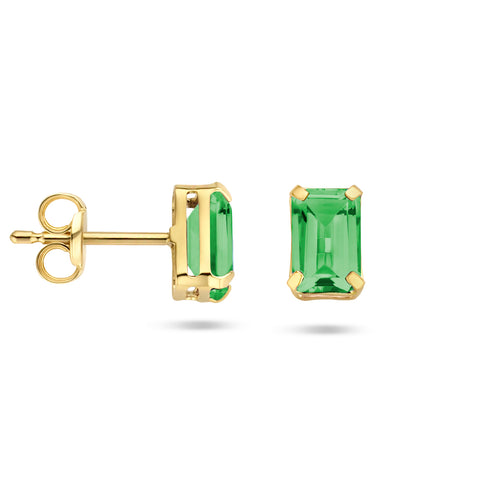 Oorknoppen van 14 Karaat Geelgoud met Groen Agaat 1.02 ct (2 x 0.51 ct).