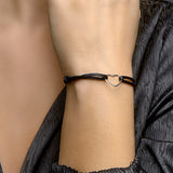 Damesarmband  met Gerhodineerd Zilveren Hart - Lengte 13+13cm