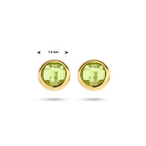 Ronde oorknoppen van 14 Karaat Geelgoud met Peridot 1.40ct (2x 0.70ct) - formaat 7.5 mm