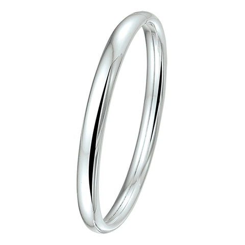 Damesarmband 3mm, Bangle van 925 Zilver Wit, Ovale buis en dopsluiting - Diameter 60mm