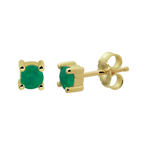 Oorknoppen met Smaragd 0.40ct (2x 0.20ct) 14 Karaat Geelgoud - Formaat 4x4mm