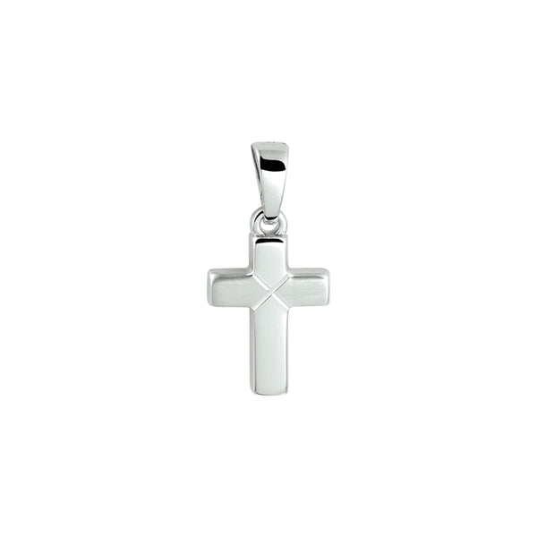 Kruis hanger, gediamanteerd Gerhodineerd Zilver, formaat 9.5 x 13 mm