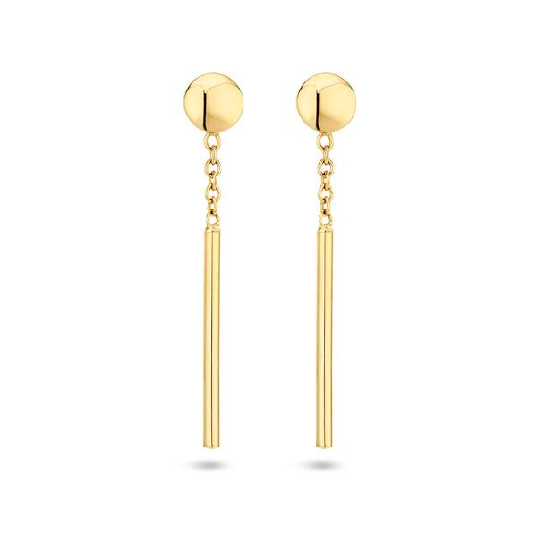 14 Karaat Geelgouden Oorhangers met Balkje - Formaat 1.3x26mm