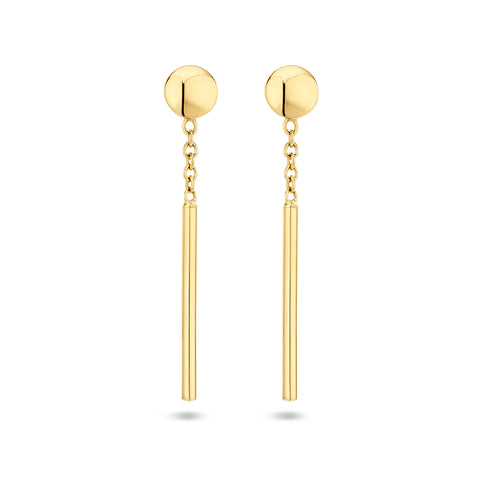 14 Karaat Geelgouden Oorhangers met Balkje - Formaat 1.3x26mm