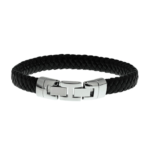 Herenarmband 10mm van Edelstaal en Leer - Lengte 22.5cm