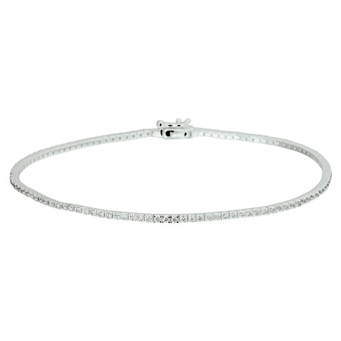 Dames Tennisarmband 1.5mm van 14 Karaat Witgoud, Diamanten 1ct - Lengte 18cm