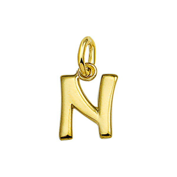 14 Karaat Geelgouden hanger - Letter N - 8.5 x 10 mm