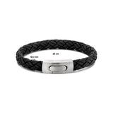 Herenarmband 8.6mm van Edelstaal en Leer - Lengte 22cm