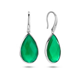 Franse Haak Oorhangers met Groen Kwarts 12.78ct (2x 6.39ct) Gerhodineerd Zilver - Formaat 12x33mm
